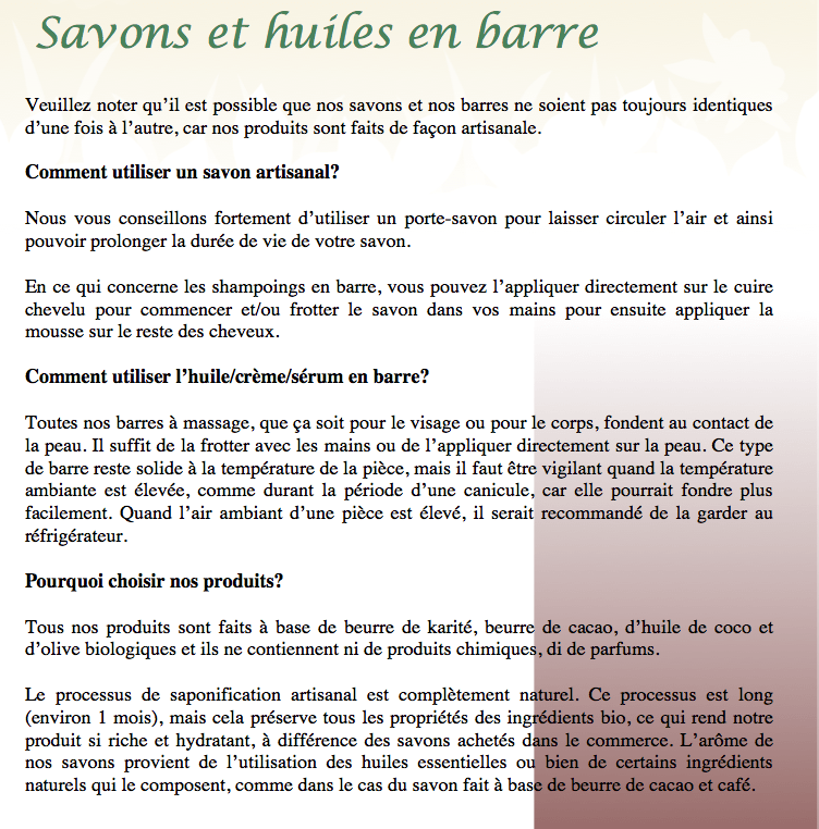 Fiche savons - ND
